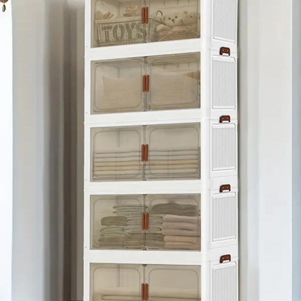 Versatile 1-5 Layer Folding Storage Cabinet with Magnetic Doors That is Dustproof and Waterproof
