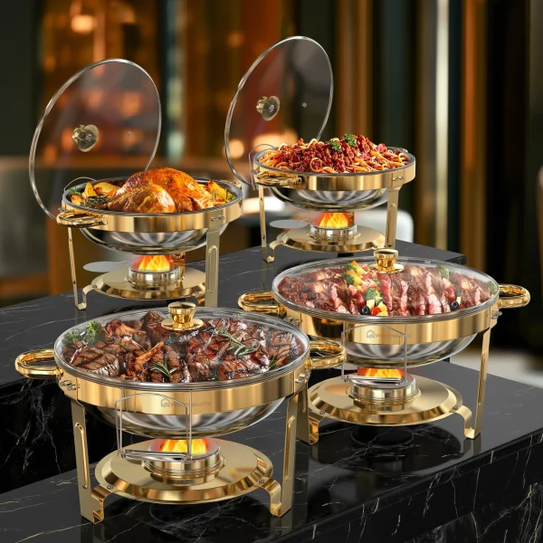 5QT Round Stainless Steel Chafing Dish Set