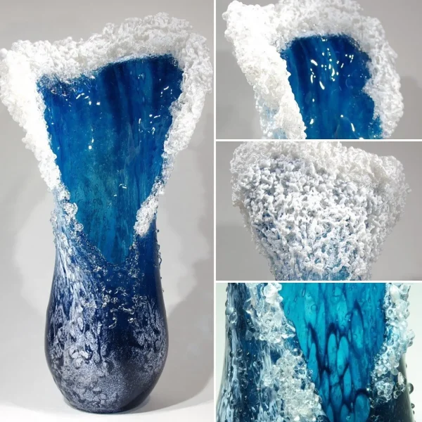 Sea Wavy Vase Resin Blue