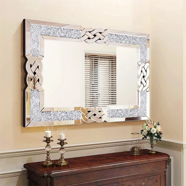 90/100/120CM Large Crystal Crush Diamond Decorative Room Mirror