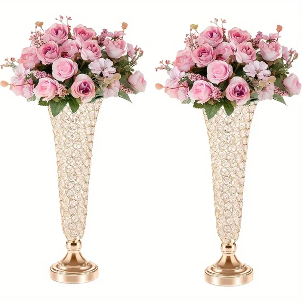 2-PC Crystal 20" High Vases