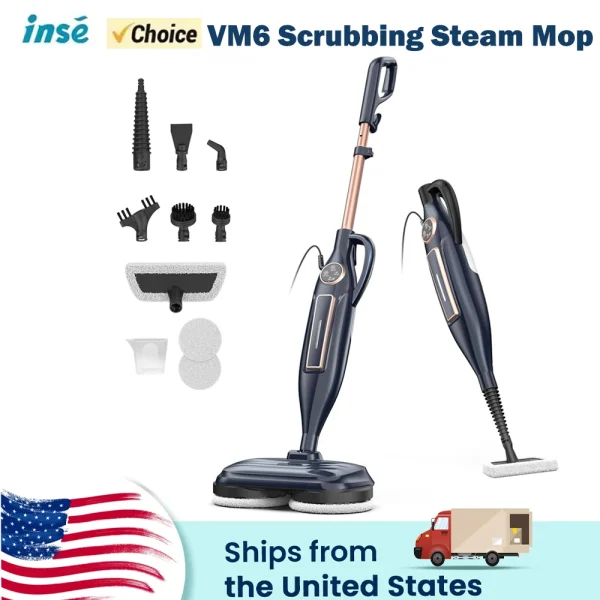 Light Weight Steam Mop with Rotating Mop Pads 3 Steam Mode LED Headlights