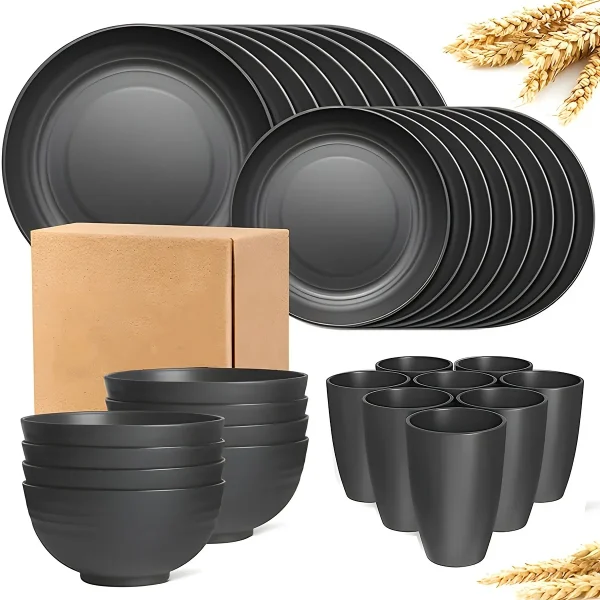 16/32pcs Tableware Set, Include Plates, Bowls Cups For Family Activities