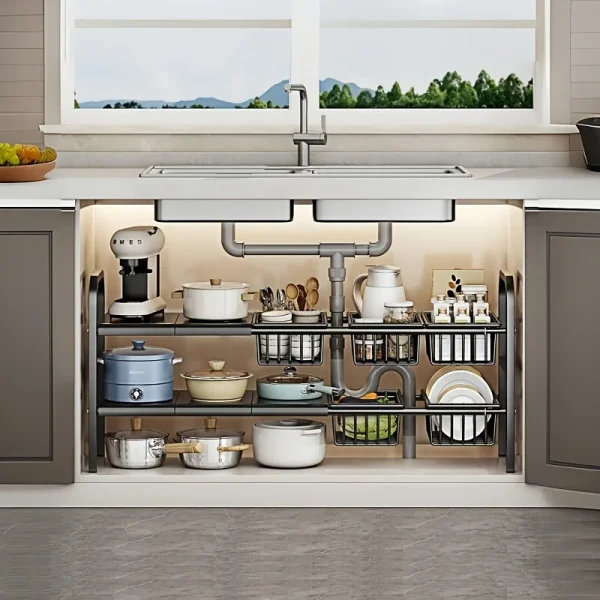 2-Tier Under Sink Organizer or Kitchen Pot Rack