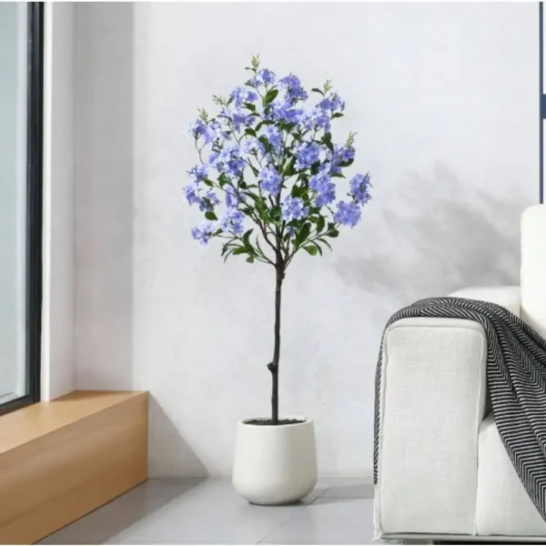 Artificial Blue Snowflake Tree with Oval White Pot