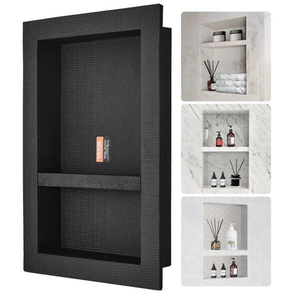 Tile Bathroom Shelf Organizer With Recessed Sealed Protection